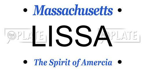 LISSA Massachusetts License Plate