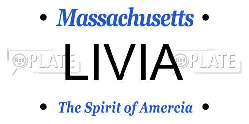 LIVIA Massachusetts License Plate