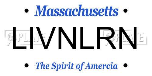 LIVNLRN Massachusetts License Plate