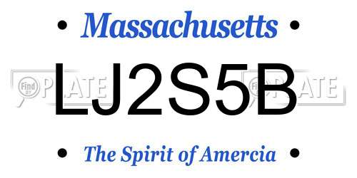 LJ2S5B Massachusetts License Plate