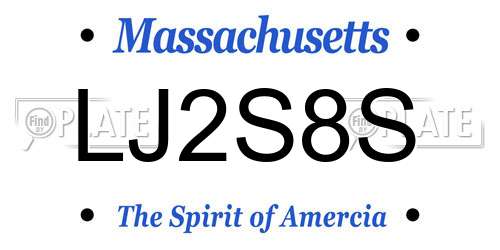 LJ2S8S Massachusetts License Plate