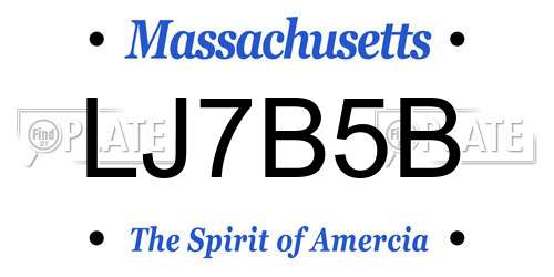 LJ7B5B Massachusetts License Plate
