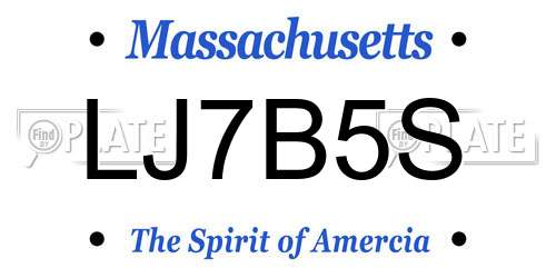 LJ7B5S Massachusetts License Plate