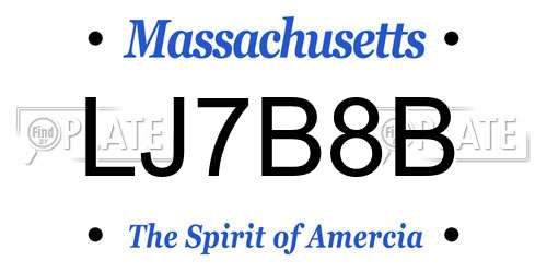 LJ7B8B Massachusetts License Plate