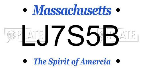 LJ7S5B Massachusetts License Plate