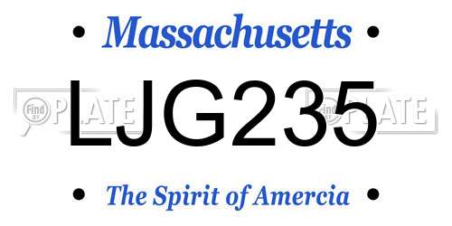 LJG235 Massachusetts License Plate