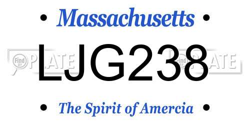 LJG238 Massachusetts License Plate