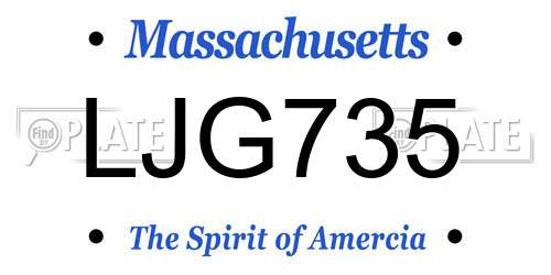 LJG735 Massachusetts License Plate