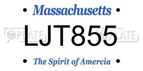 LJT855 Massachusetts License Plate