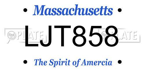 LJT858 Massachusetts License Plate