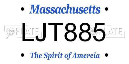 LJT885 Massachusetts License Plate