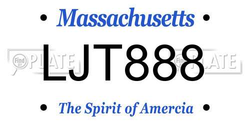 LJT888 Massachusetts License Plate