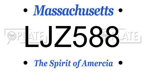 LJZ588 Massachusetts License Plate
