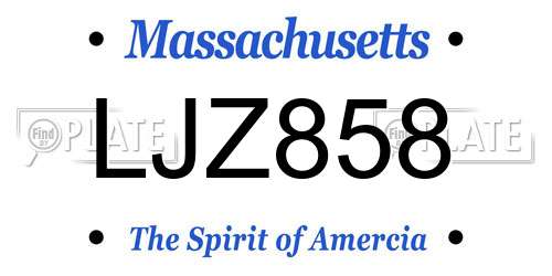 LJZ858 Massachusetts License Plate