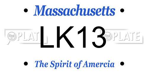 LK13 Massachusetts License Plate