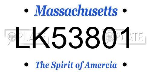LK53801 Massachusetts License Plate