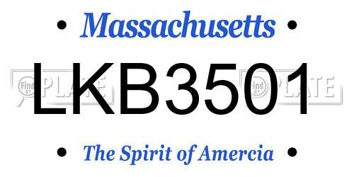 LKB3501 Massachusetts License Plate