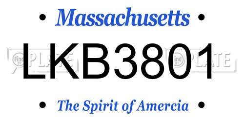LKB3801 Massachusetts License Plate