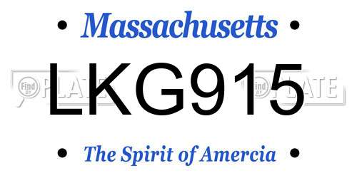 LKG915 Massachusetts License Plate