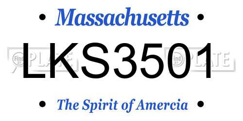 LKS3501 Massachusetts License Plate