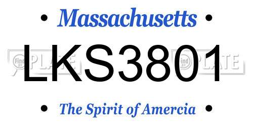 LKS3801 Massachusetts License Plate
