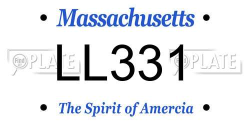 LL331 Massachusetts License Plate