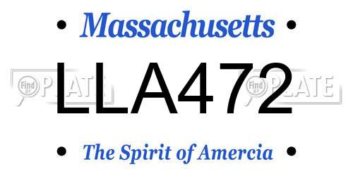 LLA472 Massachusetts License Plate