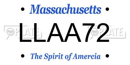 LLAA72 Massachusetts License Plate