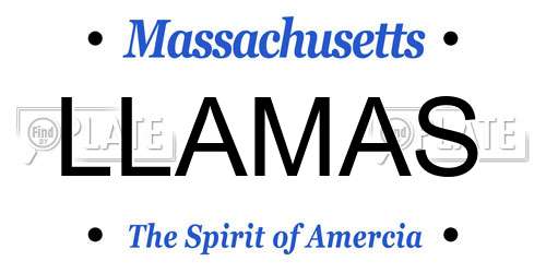 LLAMAS Massachusetts License Plate