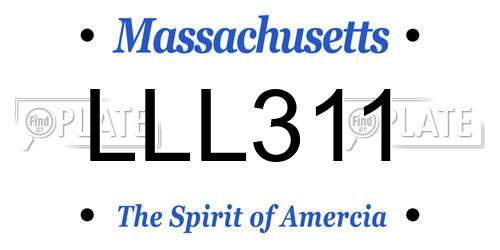 LLL311 Massachusetts License Plate
