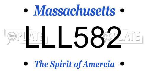 LLL582 Massachusetts License Plate