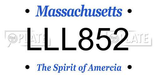 LLL852 Massachusetts License Plate