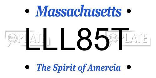 LLL85T Massachusetts License Plate