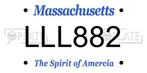 LLL882 Massachusetts License Plate