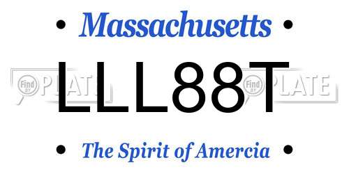 LLL88T Massachusetts License Plate
