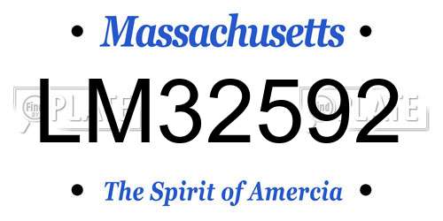 LM32592 Massachusetts License Plate