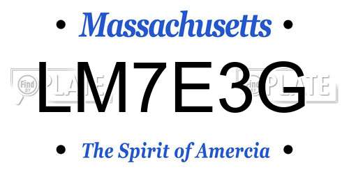 LM7E3G Massachusetts License Plate