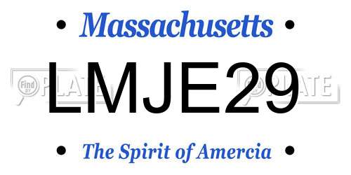 LMJE29 Massachusetts License Plate