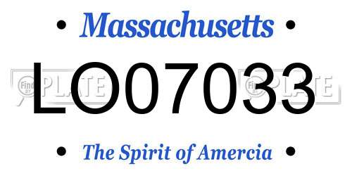 LO07033 Massachusetts License Plate