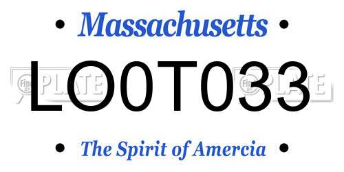 LO0T033 Massachusetts License Plate