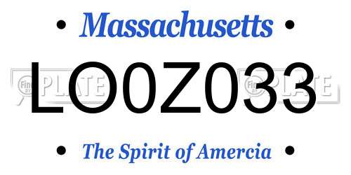 LO0Z033 Massachusetts License Plate