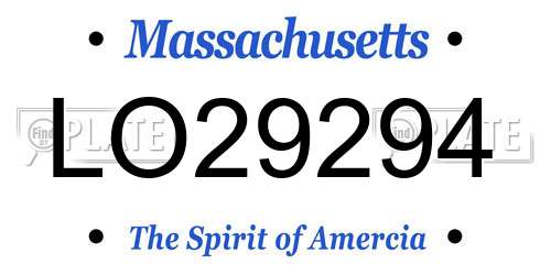LO29294 Massachusetts License Plate