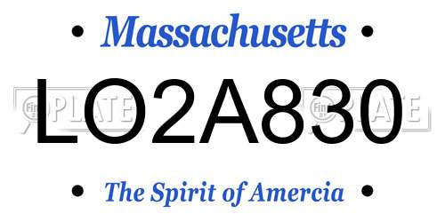 LO2A830 Massachusetts License Plate