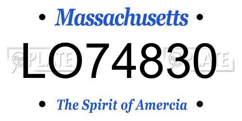 LO74830 Massachusetts License Plate