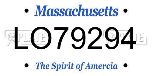 LO79294 Massachusetts License Plate
