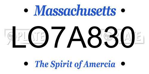 LO7A830 Massachusetts License Plate