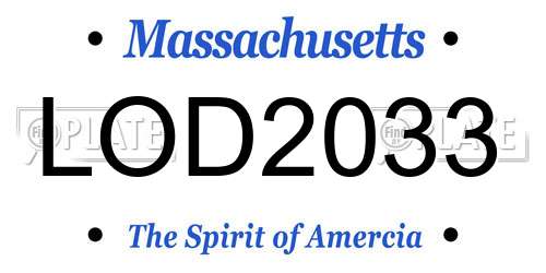 LOD2033 Massachusetts License Plate