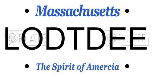 LODTDEE Massachusetts License Plate