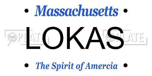 LOKAS Massachusetts License Plate