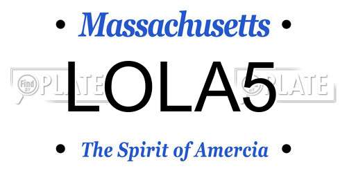LOLA5 Massachusetts License Plate